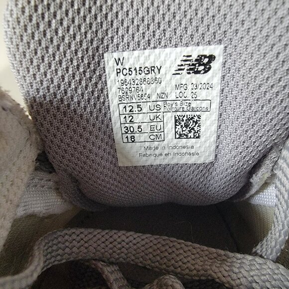 New Balance 515 PC515GRY Grey White Little Kid's Shoes Size 12.5W - Picture 6 of 6